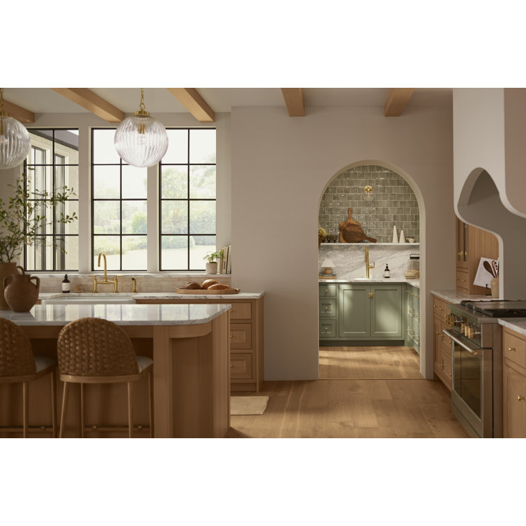 Vibrant Brushed Moderne Brass Pull-Down Kitchen Faucet