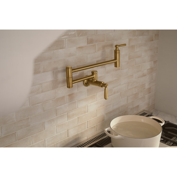 Edalyn Vibrant Brushed Moderne Brass Wall-Mount Pot Filler