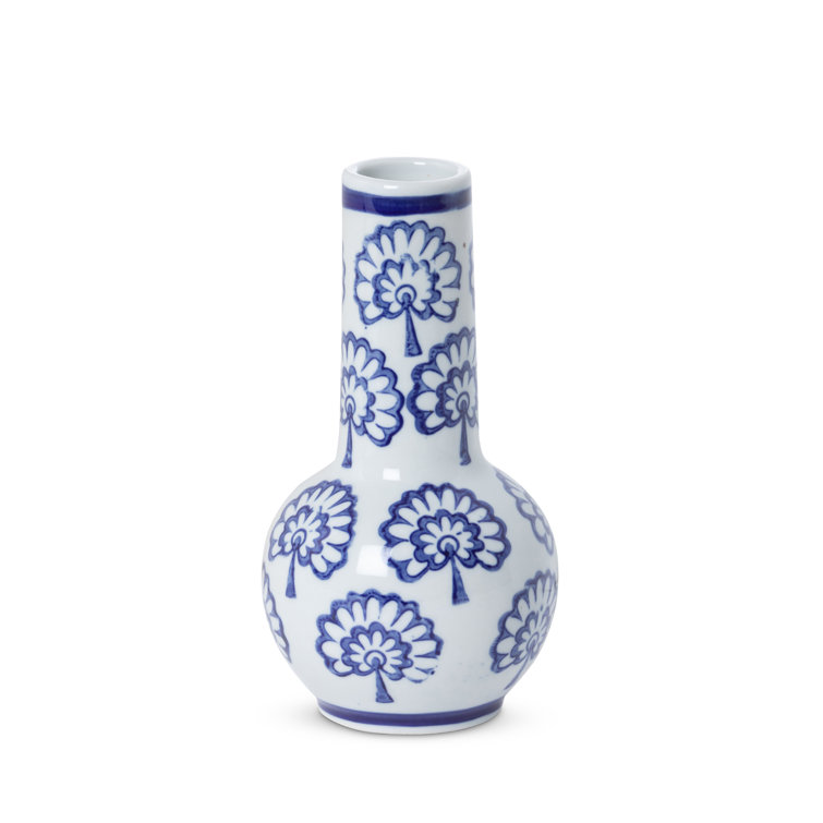 Blue and White Porcelain Chinoiserie Bud Vase Set