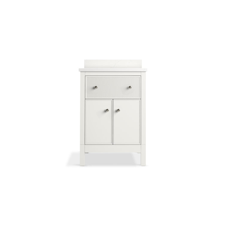 White Shaker Style 24" Bathroom Vanity with Quartz Top