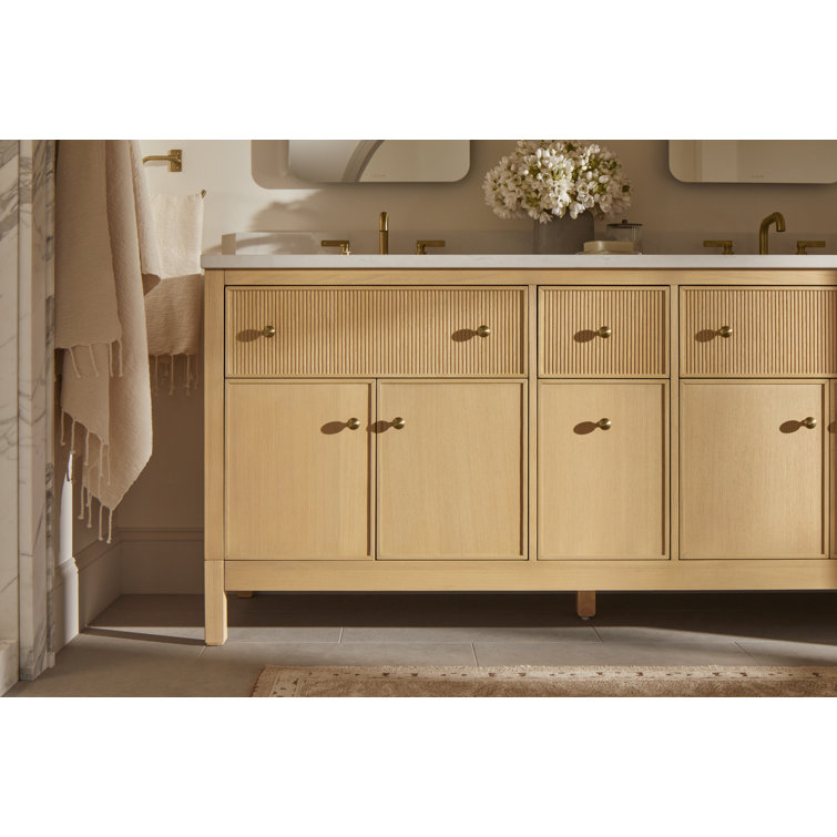 White Double Freestanding Bathroom Vanity with Quartz Top
