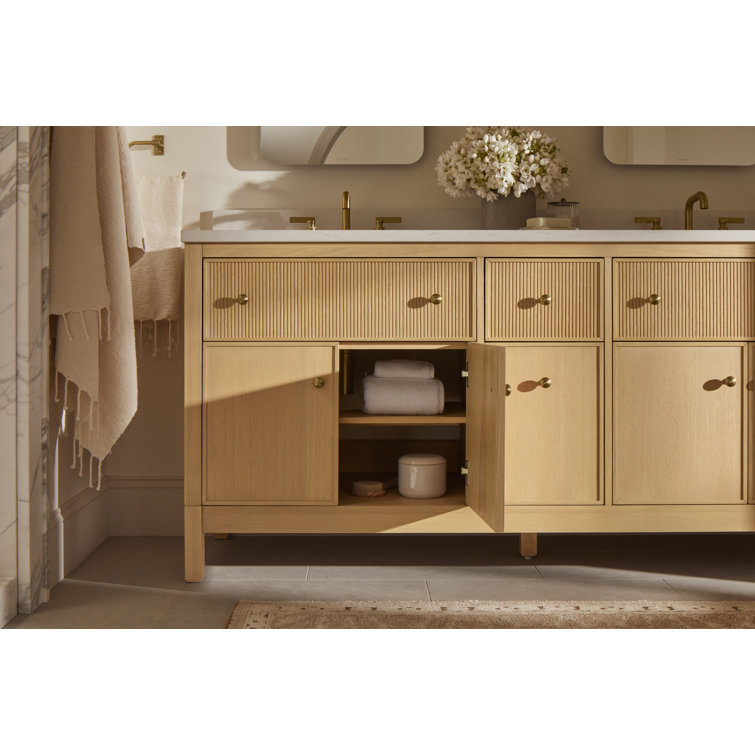 White Double Freestanding Bathroom Vanity with Quartz Top
