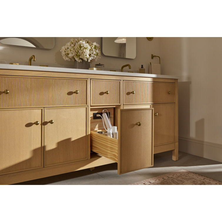 White Double Freestanding Bathroom Vanity with Quartz Top