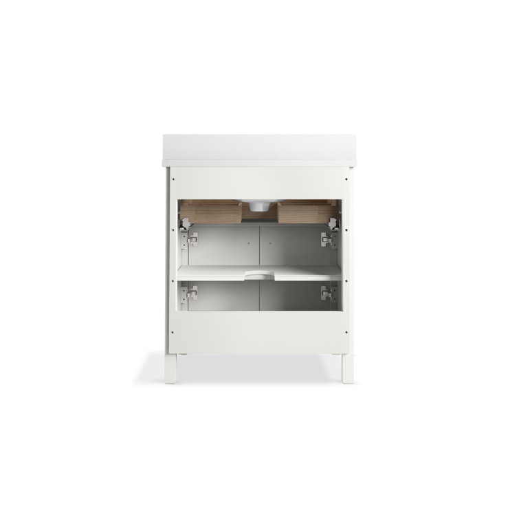 White 30" Freestanding Bathroom Vanity with Quartz Top