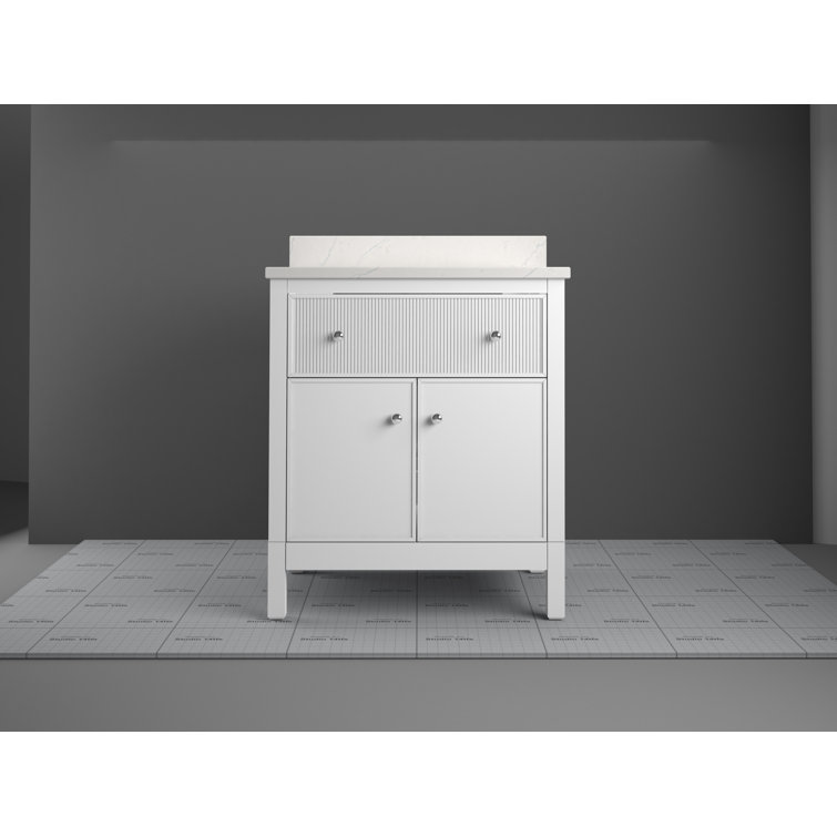 White 30" Freestanding Bathroom Vanity with Quartz Top