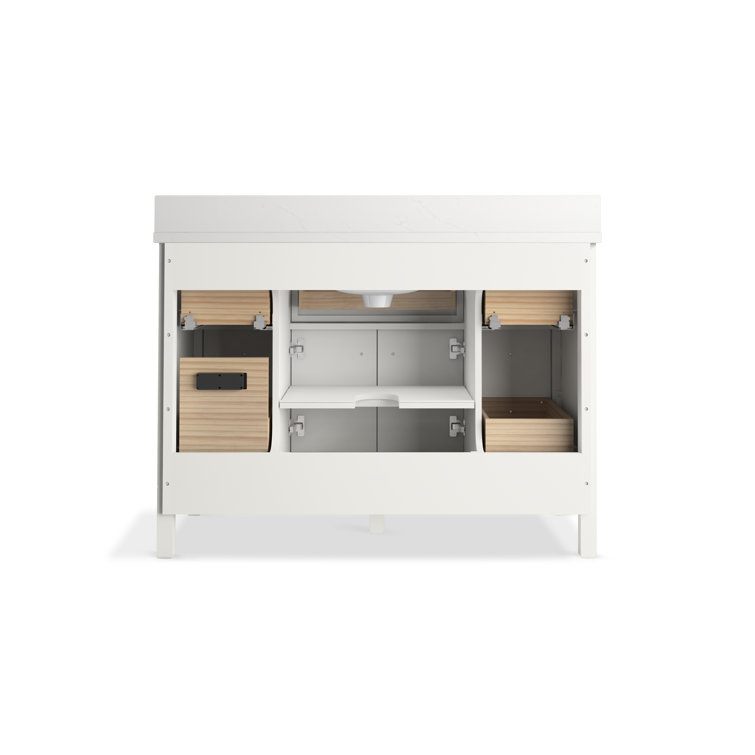 Malin White 48" Bathroom Vanity Cabinet with Quartz Top and Sink