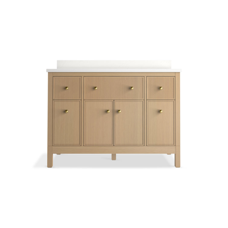 Malin White Oak 48" Bathroom Vanity Cabinet with Quartz Top
