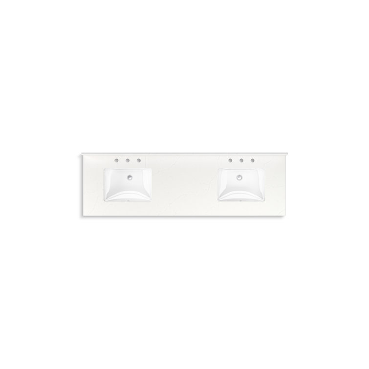 White Double Freestanding Bathroom Vanity with Quartz Top