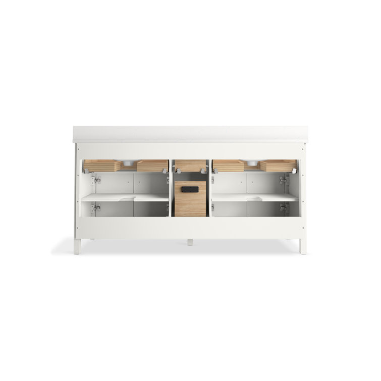 White Double Freestanding Bathroom Vanity with Quartz Top