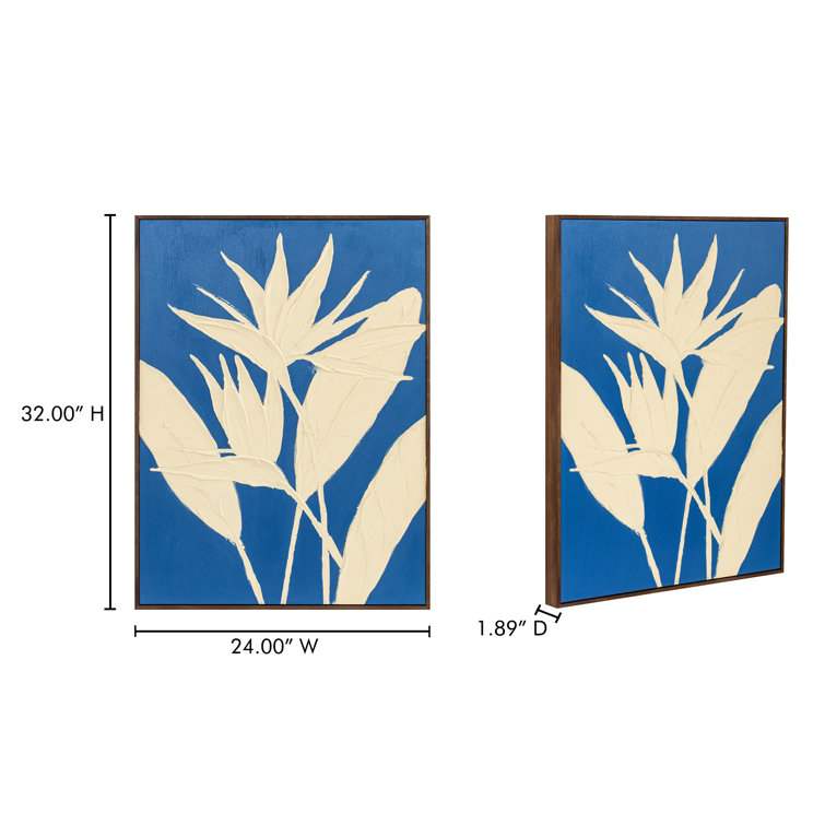 Blue and Beige Bird of Paradise Framed Painting