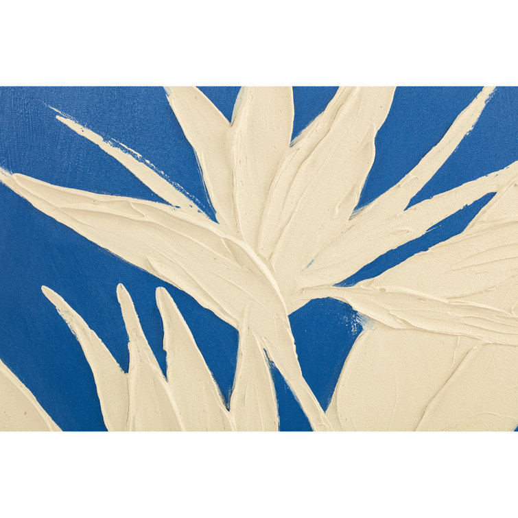 Blue and Beige Bird of Paradise Framed Painting