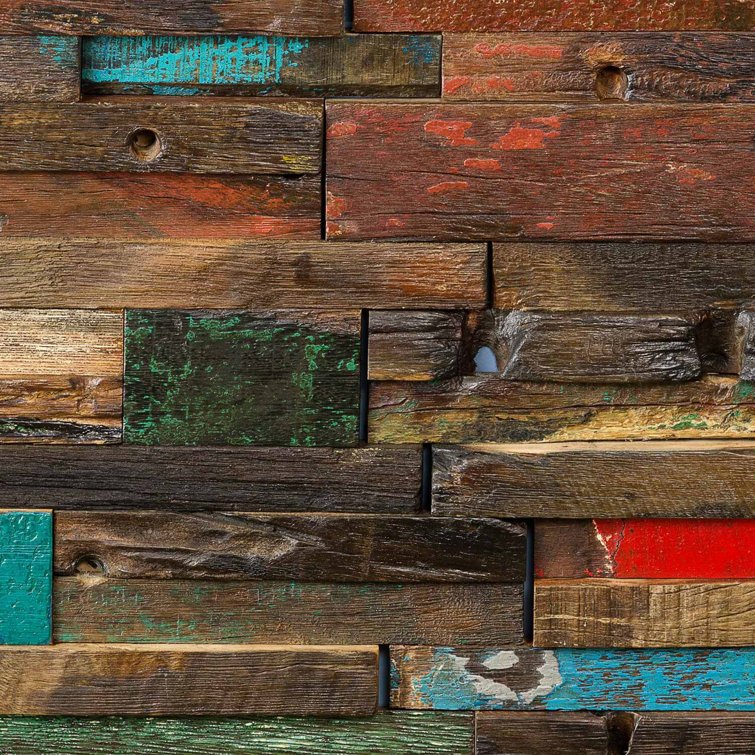Castaway Multicolor Reclaimed Wood Mosaic Wall Tile