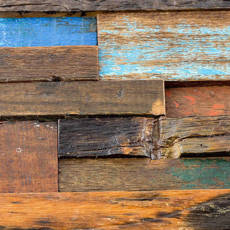 Castaway Multicolor Reclaimed Wood Mosaic Wall Tile