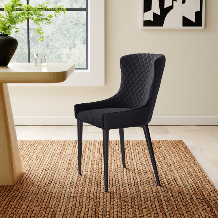 Contemporary Etta Dark Grey Velvet Upholstered Side Chair