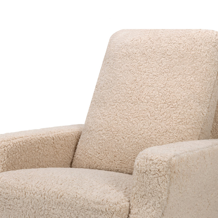 Chai Shearling Velvet Swivel Recliner with Solid Wood Frame