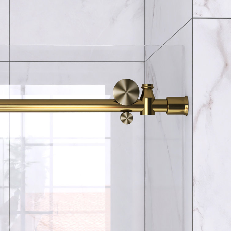 60-Inch Gold Frameless Sliding Shower Door with Clear Glass