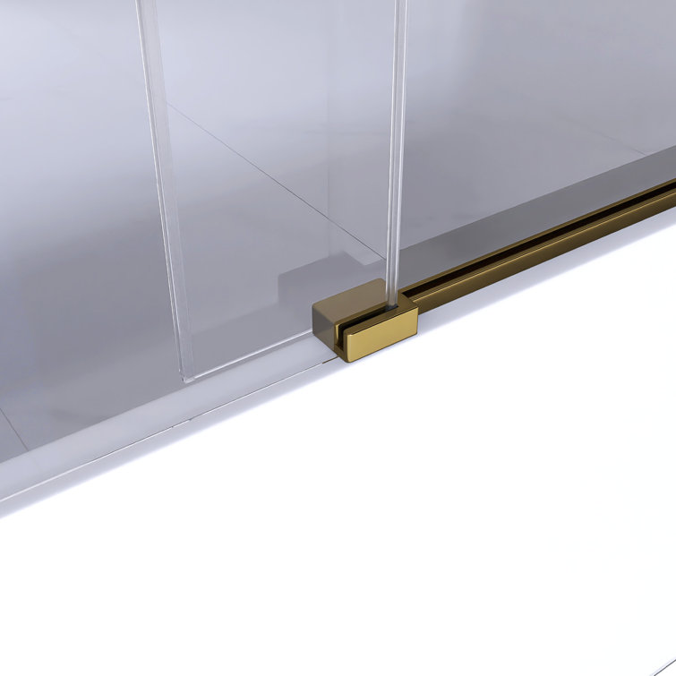 60-Inch Gold Frameless Sliding Shower Door with Clear Glass