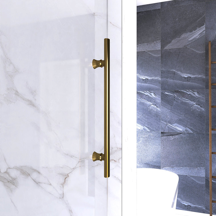 60-Inch Gold Frameless Sliding Shower Door with Clear Glass