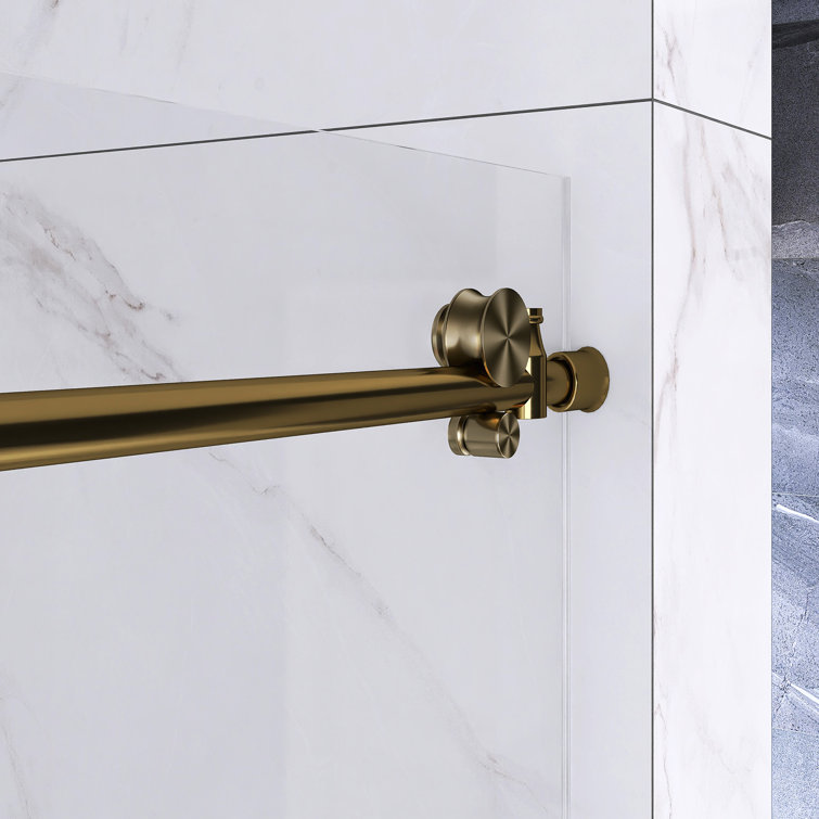 60-Inch Gold Frameless Sliding Shower Door with Clear Glass