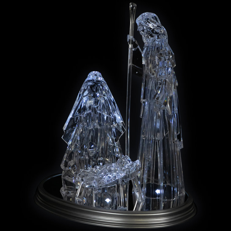 17" Clear Acrylic LED Lighted Holy Family Nativity Scene