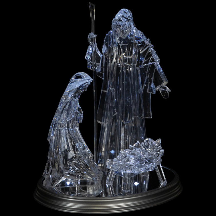 17" Clear Acrylic LED Lighted Holy Family Nativity Scene