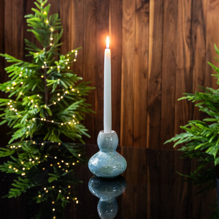 Jade Ceramic Crystalline Pottery Candlestick