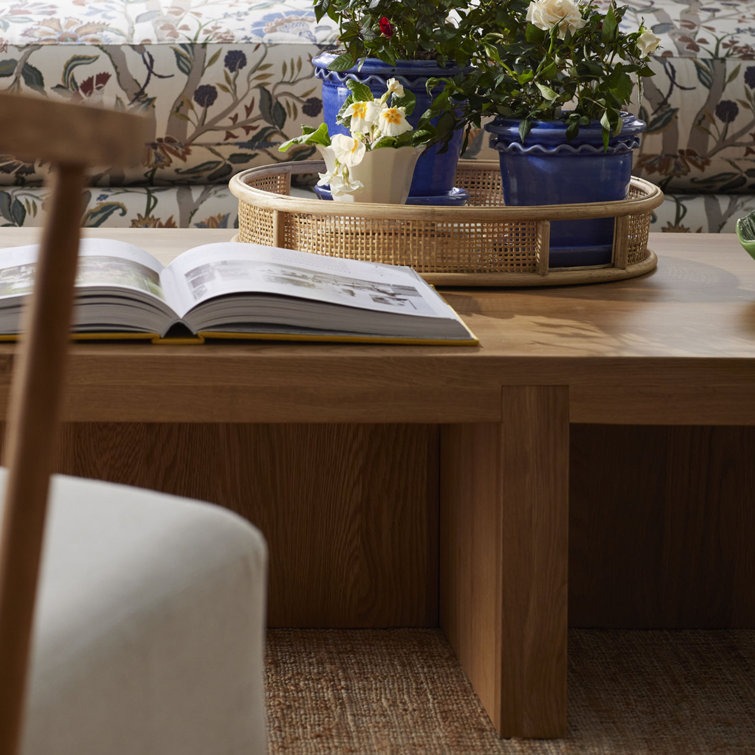 Natural Oak Rectangular Solid Wood Coffee Table