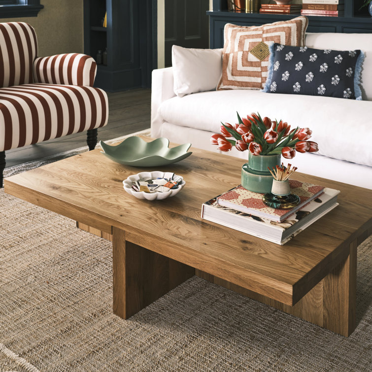 Natural Oak Rectangular Solid Wood Coffee Table