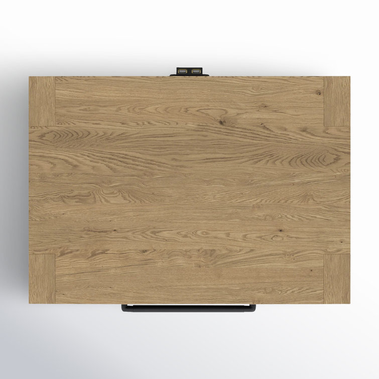 Pale Oak 1-Drawer Nightstand with USB Ports
