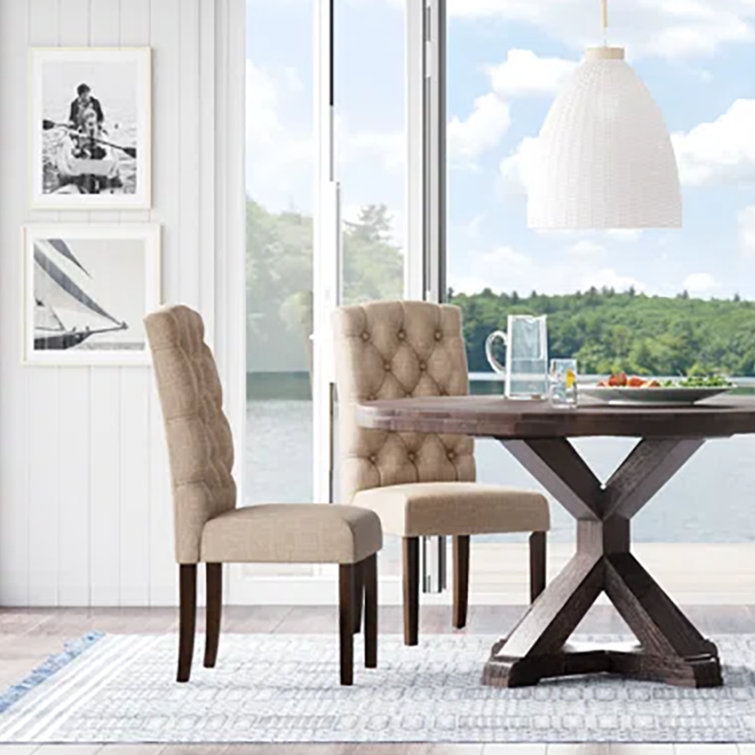 Newberry Rustic Gray Upholstered Parsons Side Chair with Salvaged Wood Legs