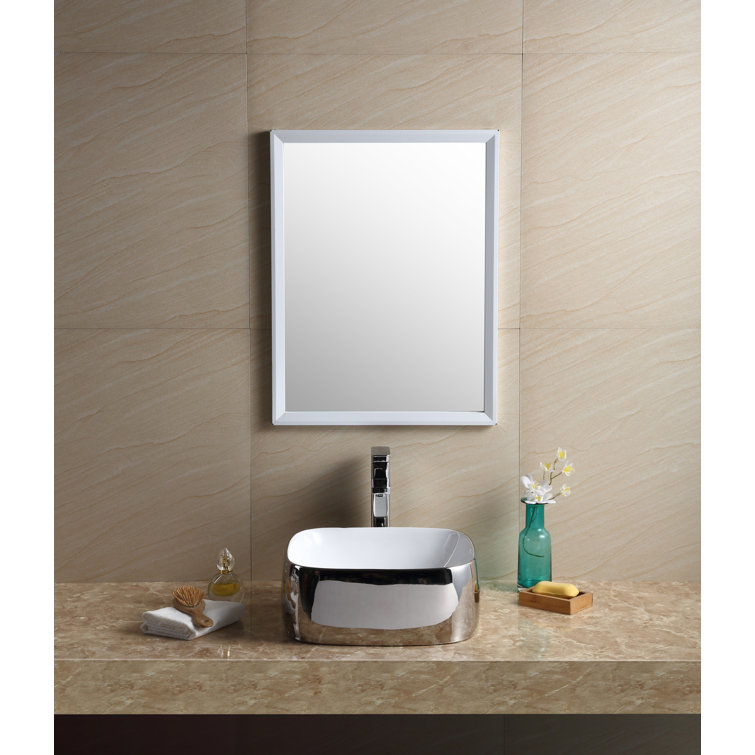 Chrome High Gloss Ceramic Square Vessel Sink