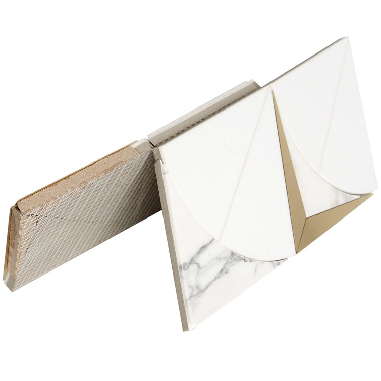 Larvotto White and Brass Polished Marble Mosaic Wall Tile