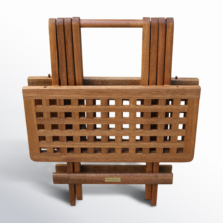 Classic Square Eucalyptus Folding End Table in Matte Brown