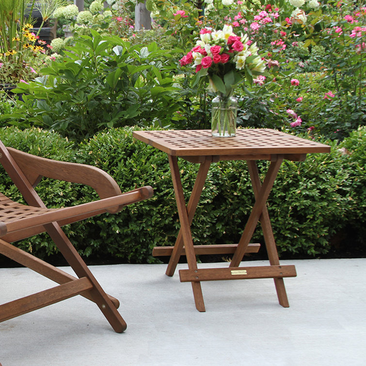 Classic Square Eucalyptus Folding End Table in Matte Brown