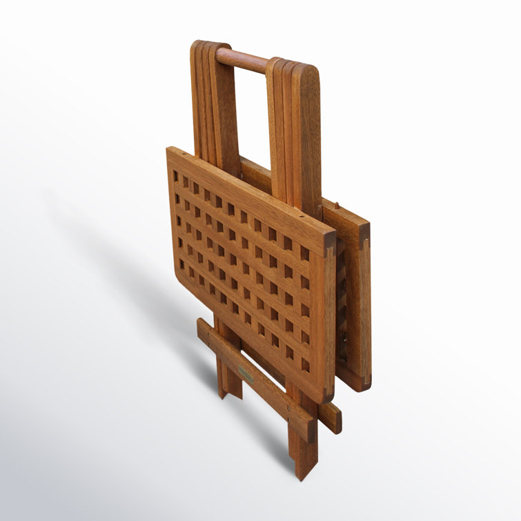 Classic Square Eucalyptus Folding End Table in Matte Brown