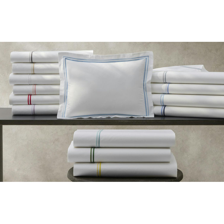 Twin White Cotton Embroidered Percale Sheet Set