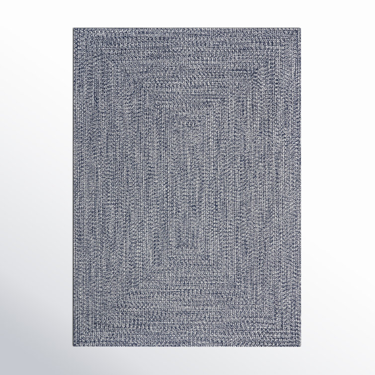 Handmade Blue and White Braided Synthetic Round Rug