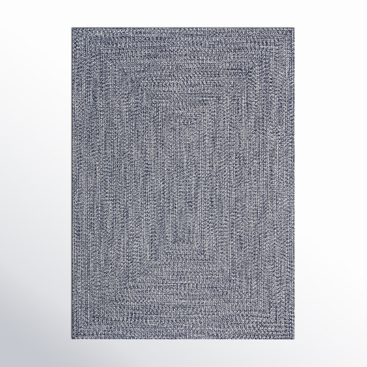 Handmade Blue and White Braided Synthetic Round Rug