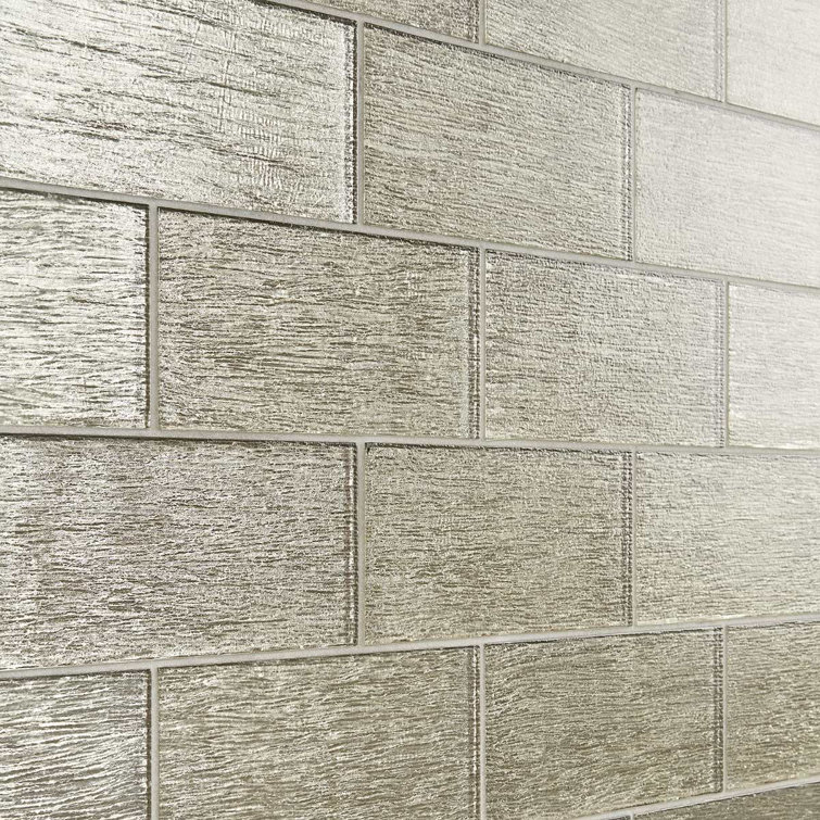 Salvatore Polished Gold Glass Subway Wall Tile 4-in x 8-in