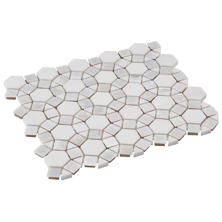 Noble White Polished Pearl and Marble Mosaic Tile