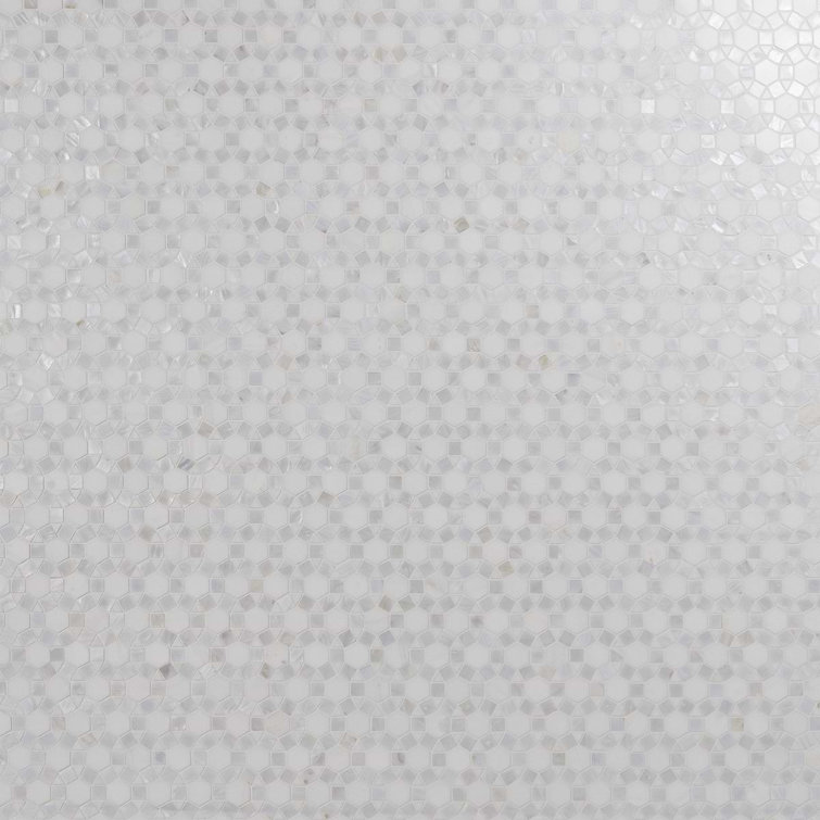Noble White Polished Pearl and Marble Mosaic Tile
