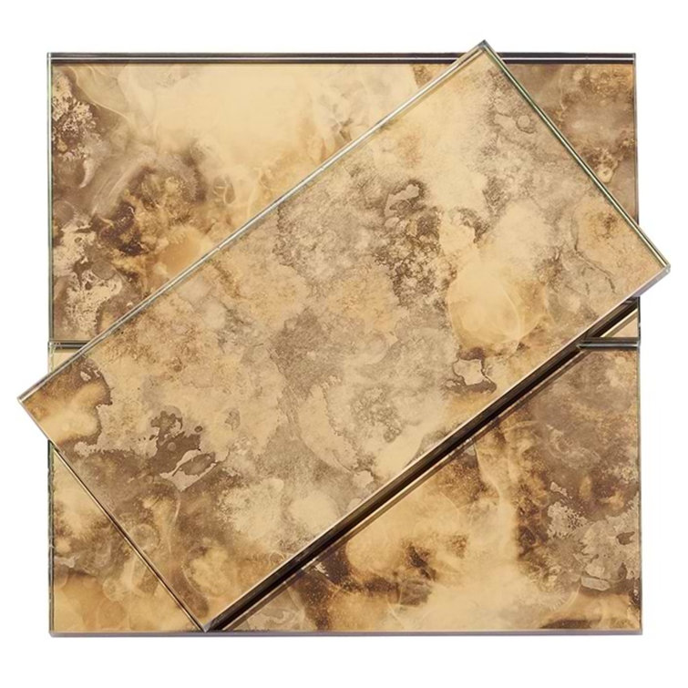 Lana Antique Gold 3" x 6" Glass Subway Tile