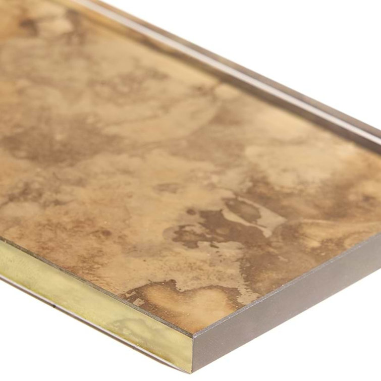 Lana Antique Gold 3" x 6" Glass Subway Tile