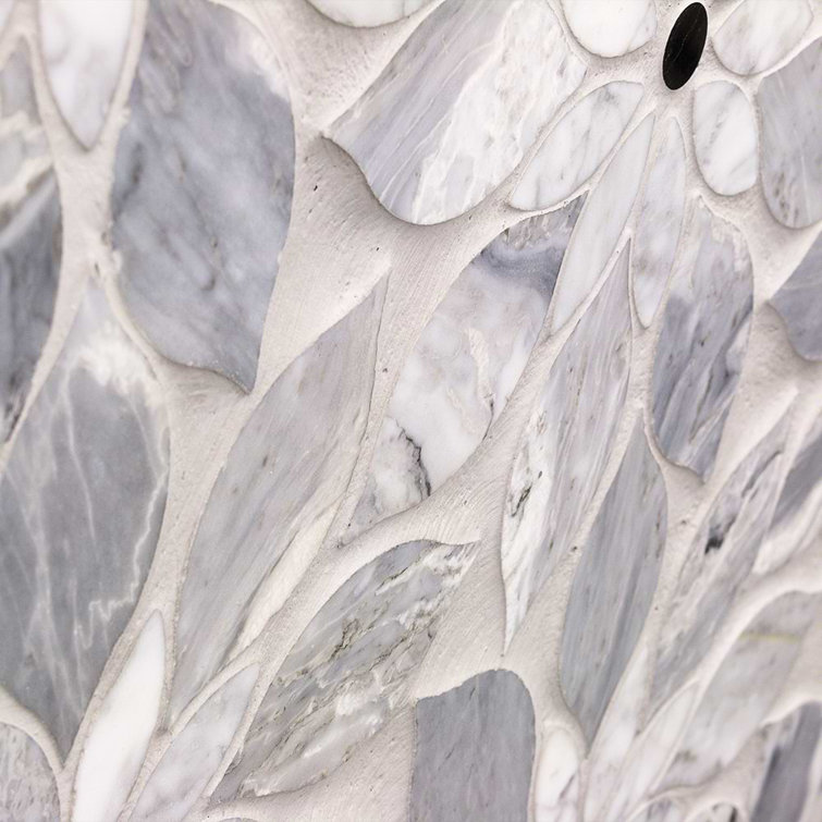 Thistle Blue Marble Flower Mosaic Tile Sheet