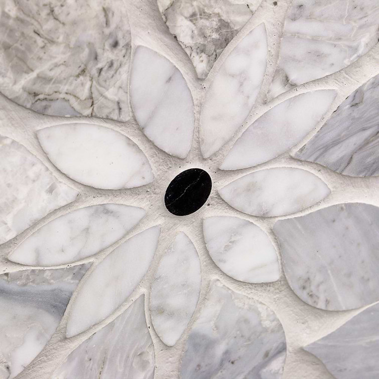 Thistle Blue Marble Flower Mosaic Tile Sheet