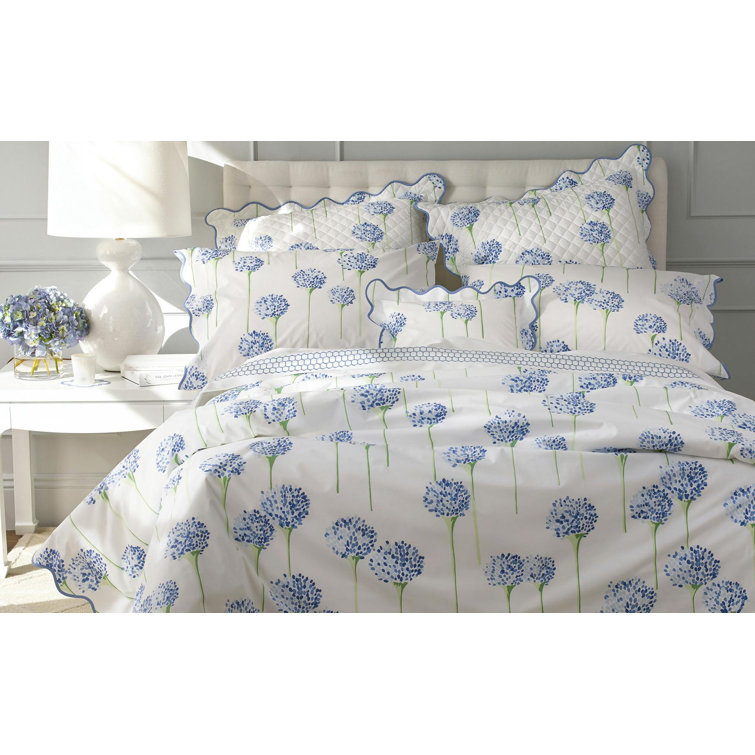 Charlotte Azure Embroidered Cotton-Polyester Standard Sham