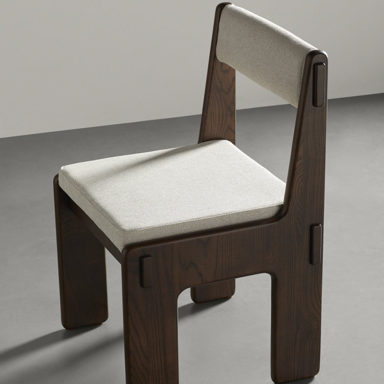 Ash Upholstered Side Chair Set with Brown Legs
