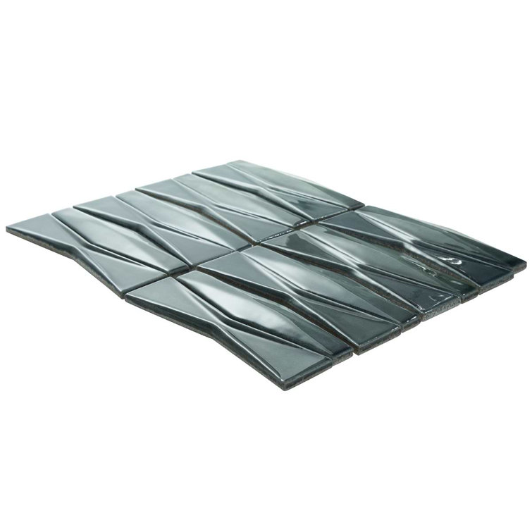 Deep Emerald Glossy Ceramic Mosaic Tile for Walls