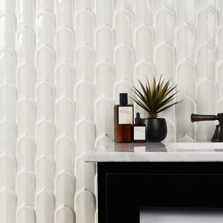 Ice Green Ceramic Herringbone Mosaic Tile 12x12