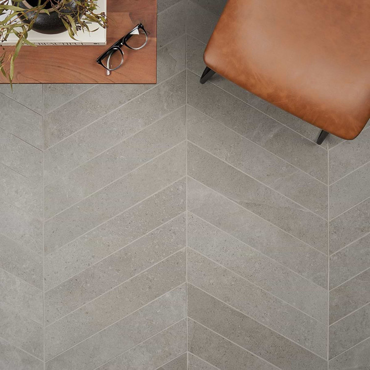 Iris Chevron Matte Light Gray Porcelain Floor and Wall Tile